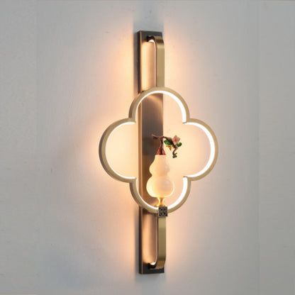 Chinese Alloy Flower Deer Bottle Gourd LED Wall Sconce Lamp