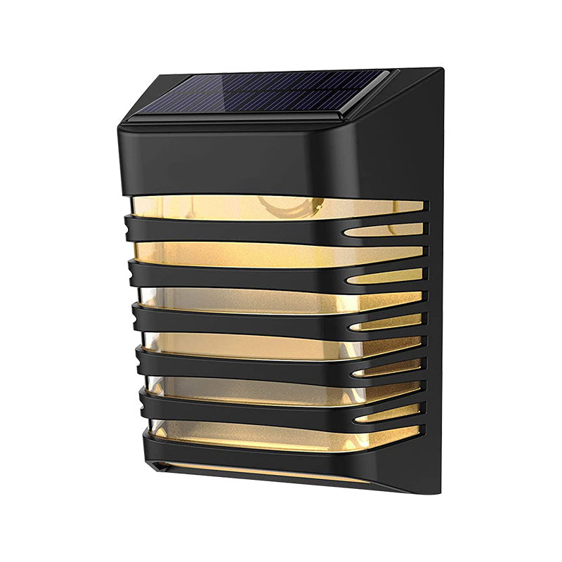 Solar ABS PS Rectangular Grid Hollowed LED Wall Sconce Lamp