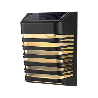 Solar ABS PS Rectangular Grid Hollowed LED Wall Sconce Lamp