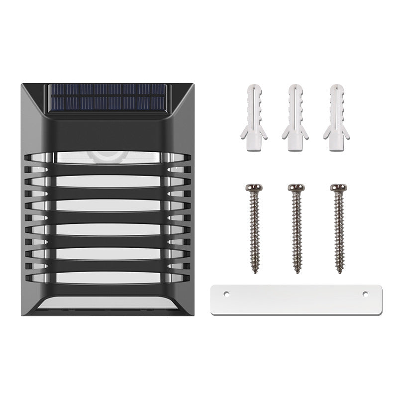 Solar ABS PS Rectangular Grid Hollowed LED Wall Sconce Lamp