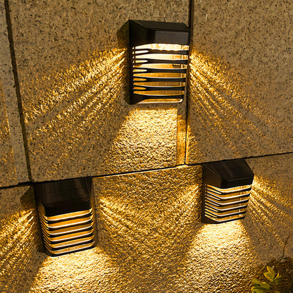 Solar ABS PS Rectangular Grid Hollowed LED Wall Sconce Lamp