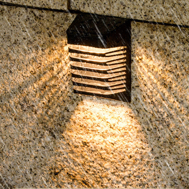 Solar ABS PS Rectangular Grid Hollowed LED Wall Sconce Lamp