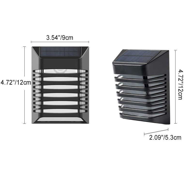 Solar ABS PS Rectangular Grid Hollowed LED Wall Sconce Lamp