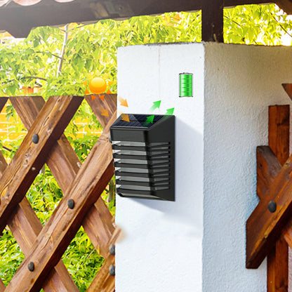 Solar ABS PS Rectangular Grid Hollowed LED Wall Sconce Lamp
