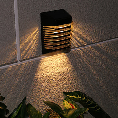 Solar ABS PS Rectangular Grid Hollowed LED Wall Sconce Lamp