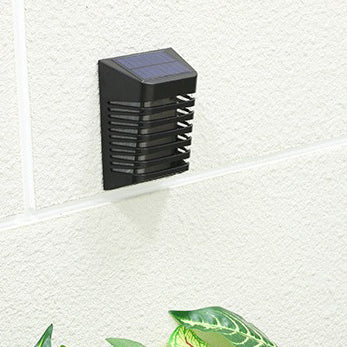 Solar ABS PS Rectangular Grid Hollowed LED Wall Sconce Lamp