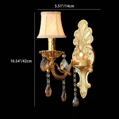 Crystal Zinc Alloy Fabric Candle 1/2 Light Wall Sconce Lamp
