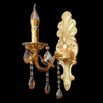 Crystal Zinc Alloy Fabric Candle 1/2 Light Wall Sconce Lamp