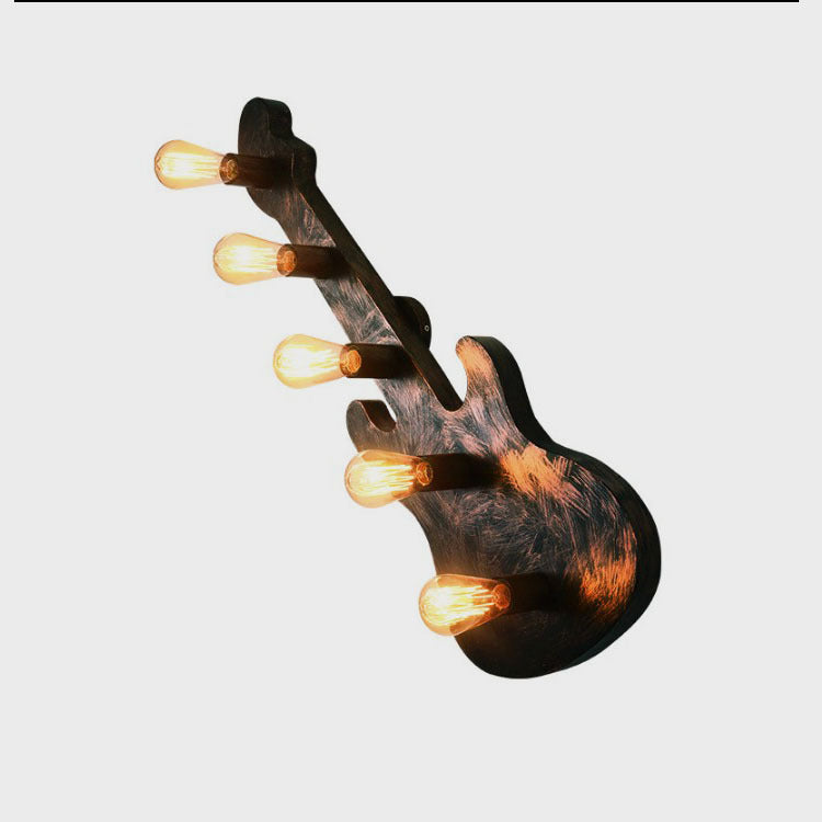 Contemporary Retro Iron Guitar 5-Light Wall Sconce Lamp