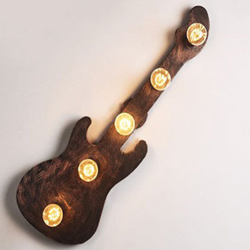 Contemporary Retro Iron Guitar 5-Light Wall Sconce Lamp