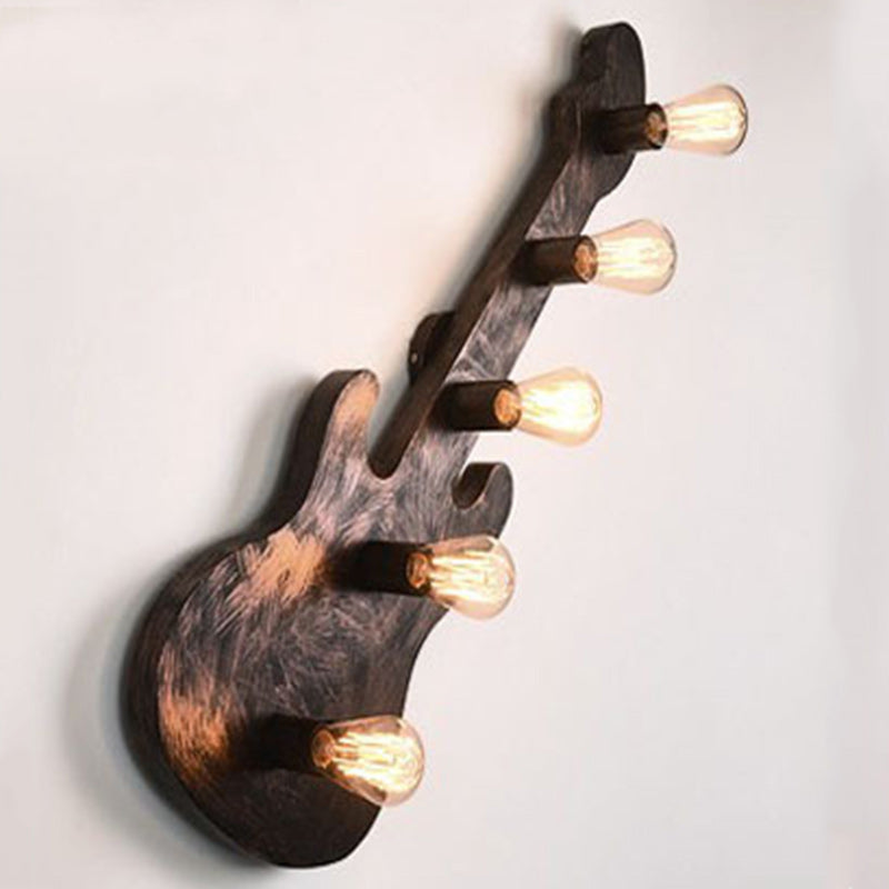 Contemporary Retro Iron Guitar 5-Light Wall Sconce Lamp