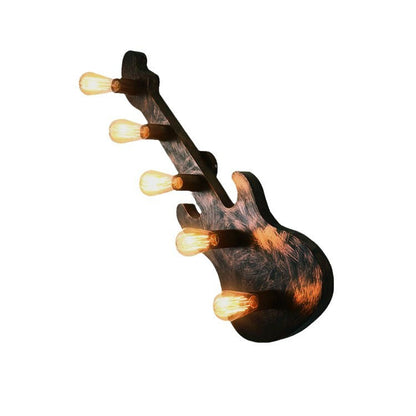 Contemporary Retro Iron Guitar 5-Light Wall Sconce Lamp