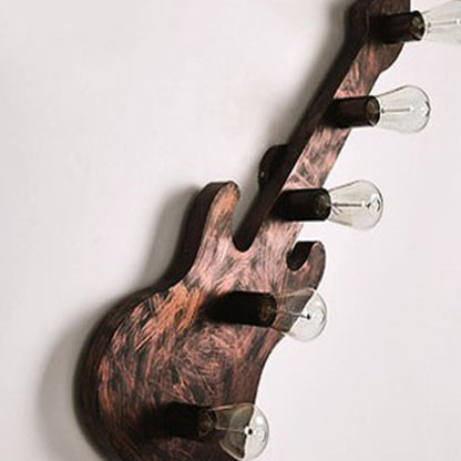 Contemporary Retro Iron Guitar 5-Light Wall Sconce Lamp