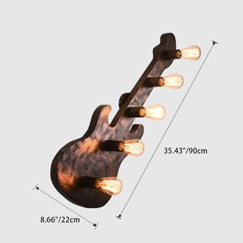 Contemporary Retro Iron Guitar 5-Light Wall Sconce Lamp