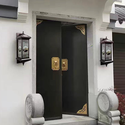 Chinese Glass Landscape Cylinder LED Wall Sconce Lamp