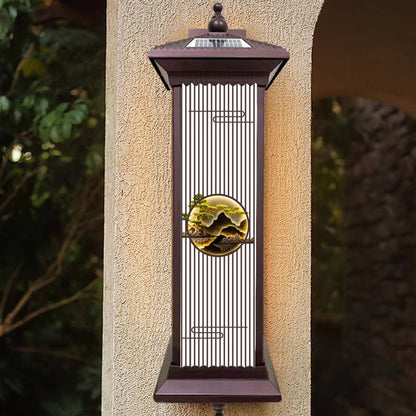 Chinese Glass Landscape Cylinder LED Wall Sconce Lamp