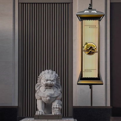 Chinese Glass Landscape Cylinder LED Wall Sconce Lamp