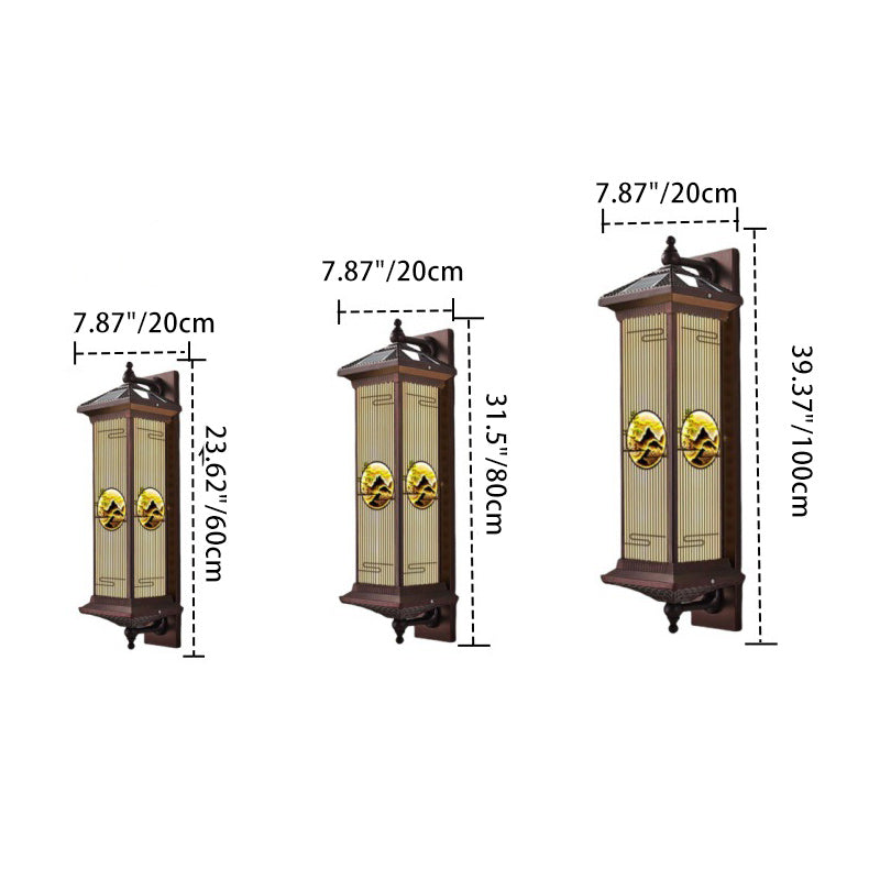 Chinese Glass Landscape Cylinder LED Wall Sconce Lamp