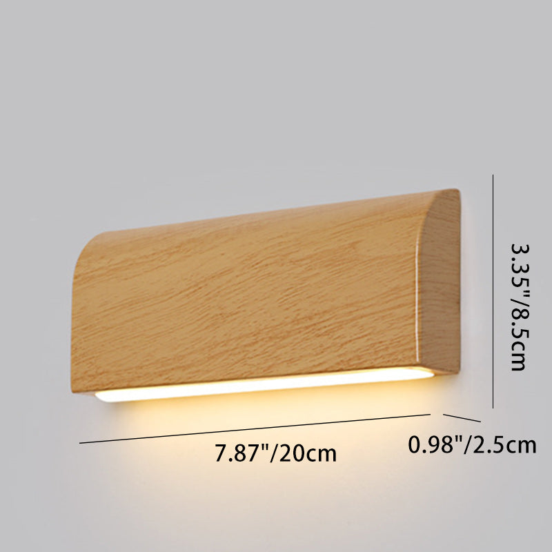 Scandinavian Wood Grain Rectangular LED Wall Sconce Lamp