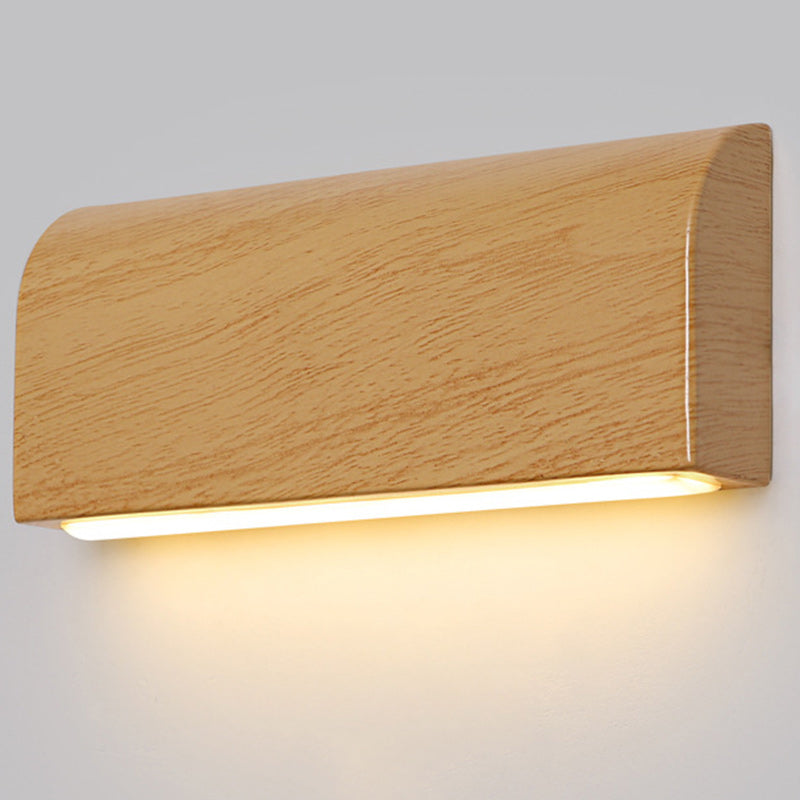 Scandinavian Wood Grain Rectangular LED Wall Sconce Lamp