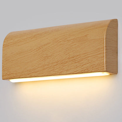 Scandinavian Wood Grain Rectangular LED Wall Sconce Lamp