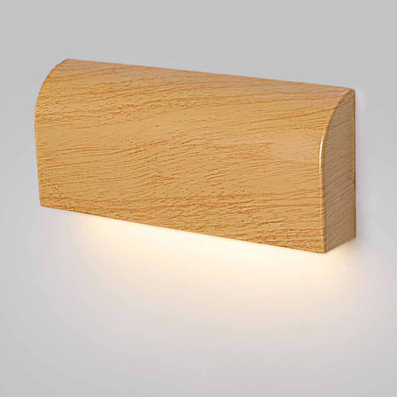 Scandinavian Wood Grain Rectangular LED Wall Sconce Lamp