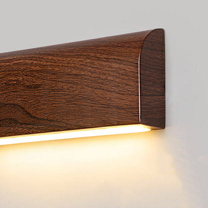 Scandinavian Wood Grain Rectangular LED Wall Sconce Lamp