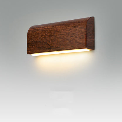 Scandinavian Wood Grain Rectangular LED Wall Sconce Lamp