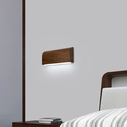 Scandinavian Wood Grain Rectangular LED Wall Sconce Lamp