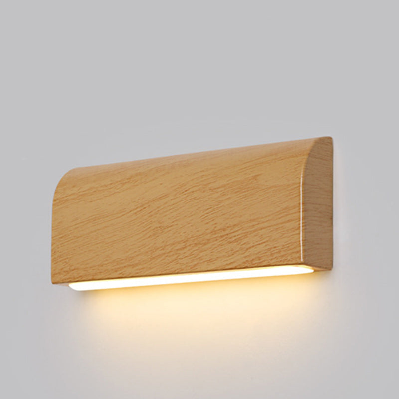 Scandinavian Wood Grain Rectangular LED Wall Sconce Lamp