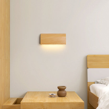 Scandinavian Wood Grain Rectangular LED Wall Sconce Lamp