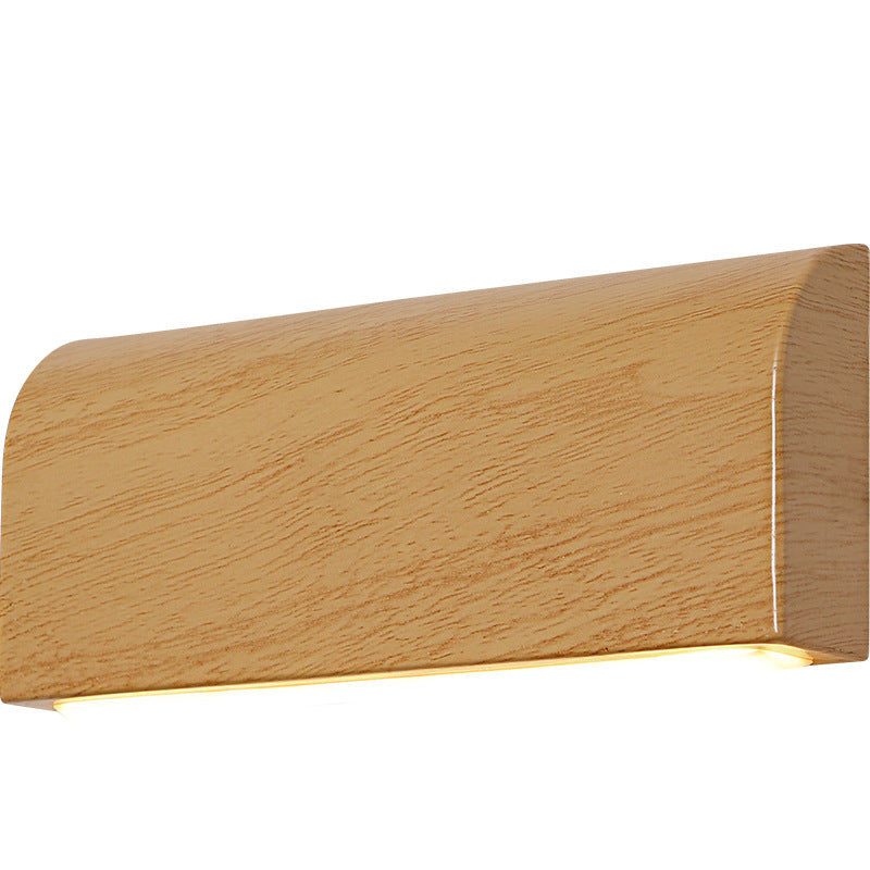 Scandinavian Wood Grain Rectangular LED Wall Sconce Lamp