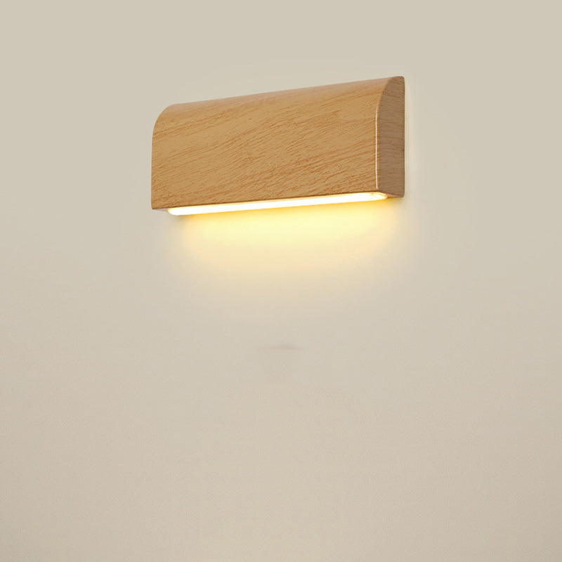 Scandinavian Wood Grain Rectangular LED Wall Sconce Lamp