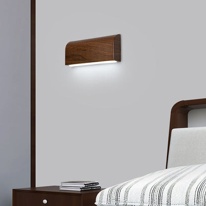 Scandinavian Wood Grain Rectangular LED Wall Sconce Lamp