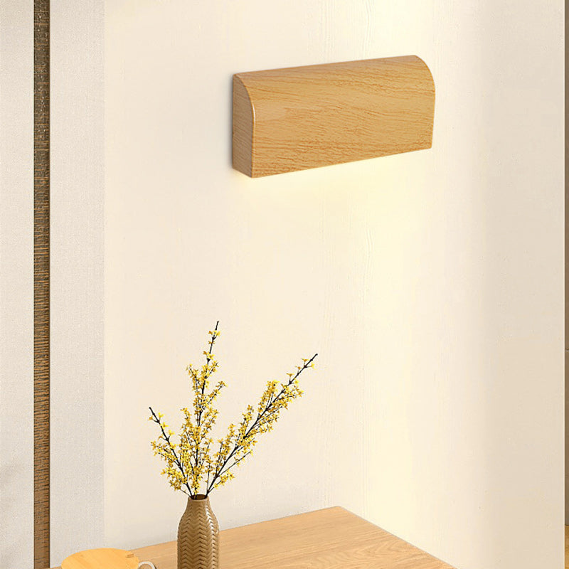 Scandinavian Wood Grain Rectangular LED Wall Sconce Lamp