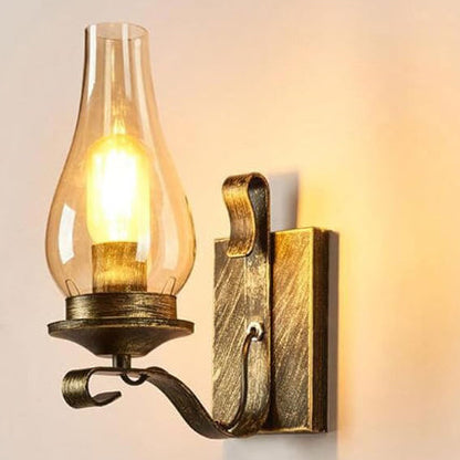 Traditional Vintage Iron Kerosene Vase 1-Light Wall Sconce Lamp For Hallway