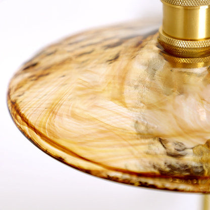 Brass Wood Shelf Disk Ice Cube 1-Light Wall Sconce Lamp