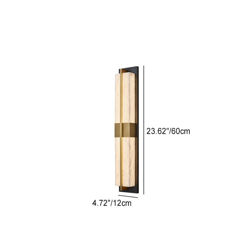 Chinese Marble Brass Rectangular LED Wall Sconce Lamp