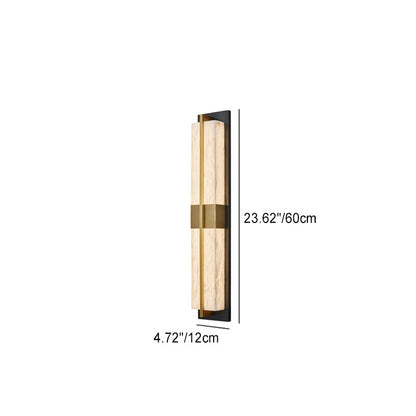 Chinese Marble Brass Rectangular LED Wall Sconce Lamp