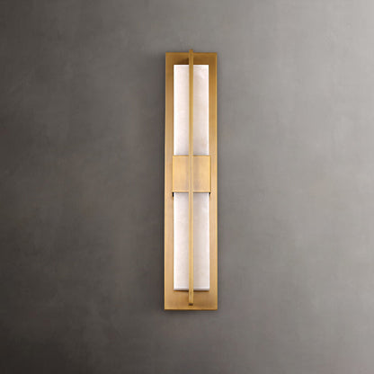 Chinese Marble Brass Rectangular LED Wall Sconce Lamp