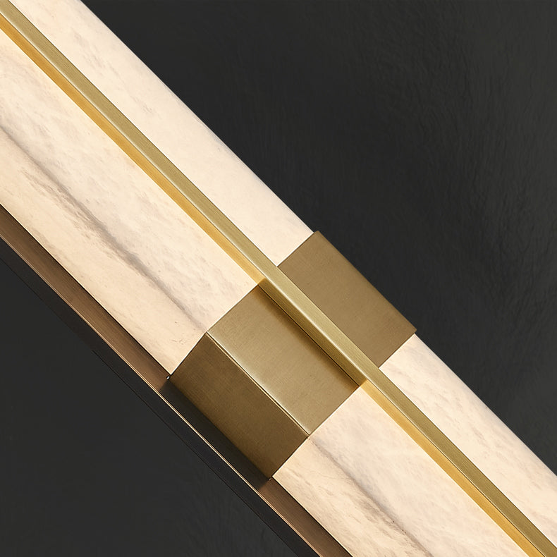 Chinese Marble Brass Rectangular LED Wall Sconce Lamp