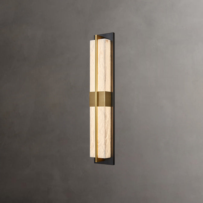 Chinese Marble Brass Rectangular LED Wall Sconce Lamp