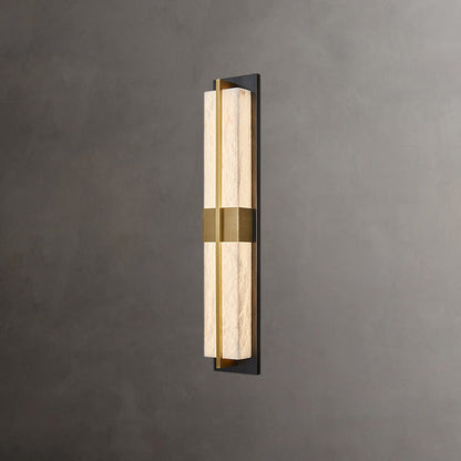 Chinese Marble Brass Rectangular LED Wall Sconce Lamp