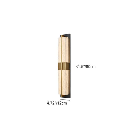Chinese Marble Brass Rectangular LED Wall Sconce Lamp