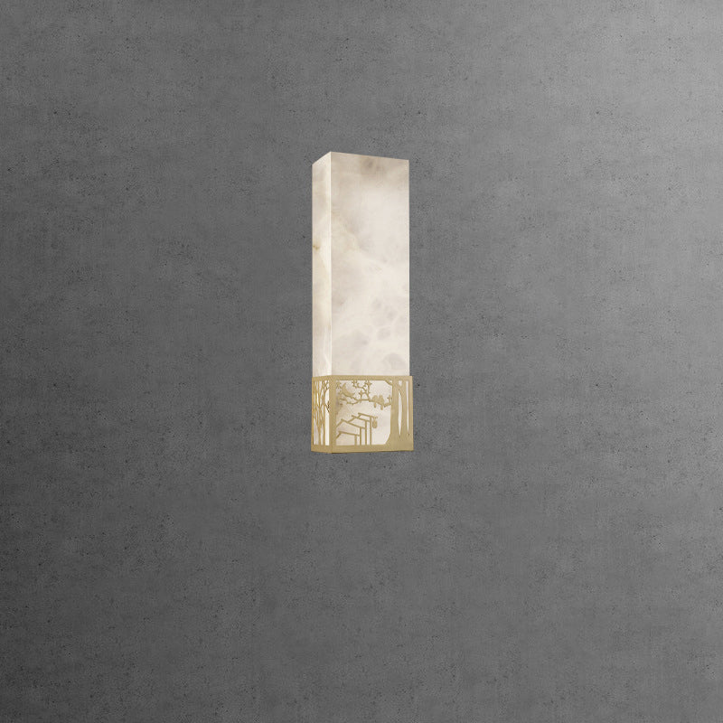 Chinese Plum Blossom Rectangular LED Wall Sconce Lamp
