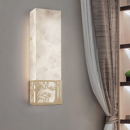 Chinese Plum Blossom Rectangular LED Wall Sconce Lamp