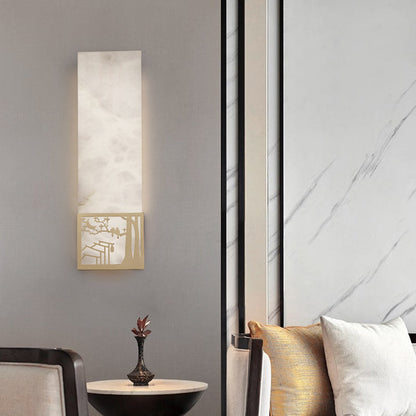 Chinese Plum Blossom Rectangular LED Wall Sconce Lamp
