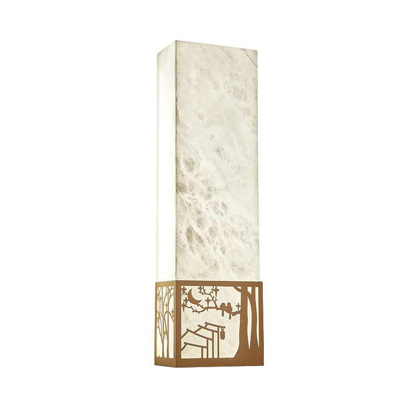 Chinese Plum Blossom Rectangular LED Wall Sconce Lamp