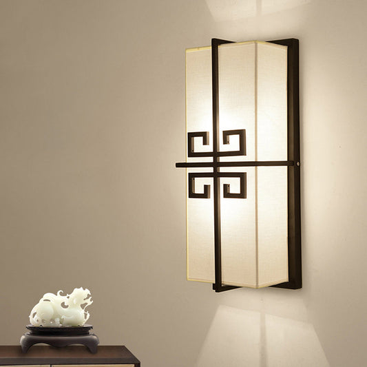 Chinese Rectangular Chinese Knot 2-Light Wall Sconce Lamp
