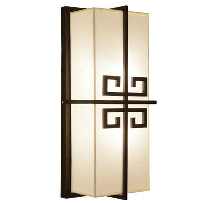 Chinese Rectangular Chinese Knot 2-Light Wall Sconce Lamp